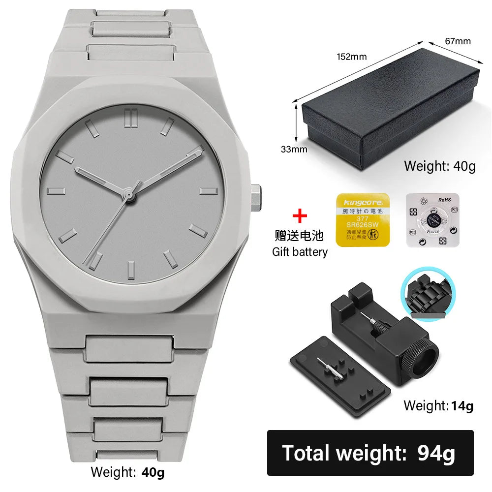 Minimalist Design Quartz Watch for Men Casual Lightweight Plastic Strap Waterproof Sports Business Watches Man Creative Clock