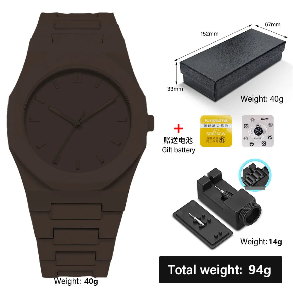 Minimalist Design Quartz Watch for Men Casual Lightweight Plastic Strap Waterproof Sports Business Watches Man Creative Clock