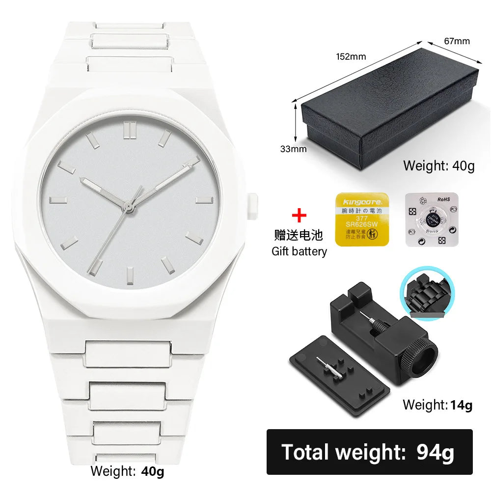 Minimalist Design Quartz Watch for Men Casual Lightweight Plastic Strap Waterproof Sports Business Watches Man Creative Clock